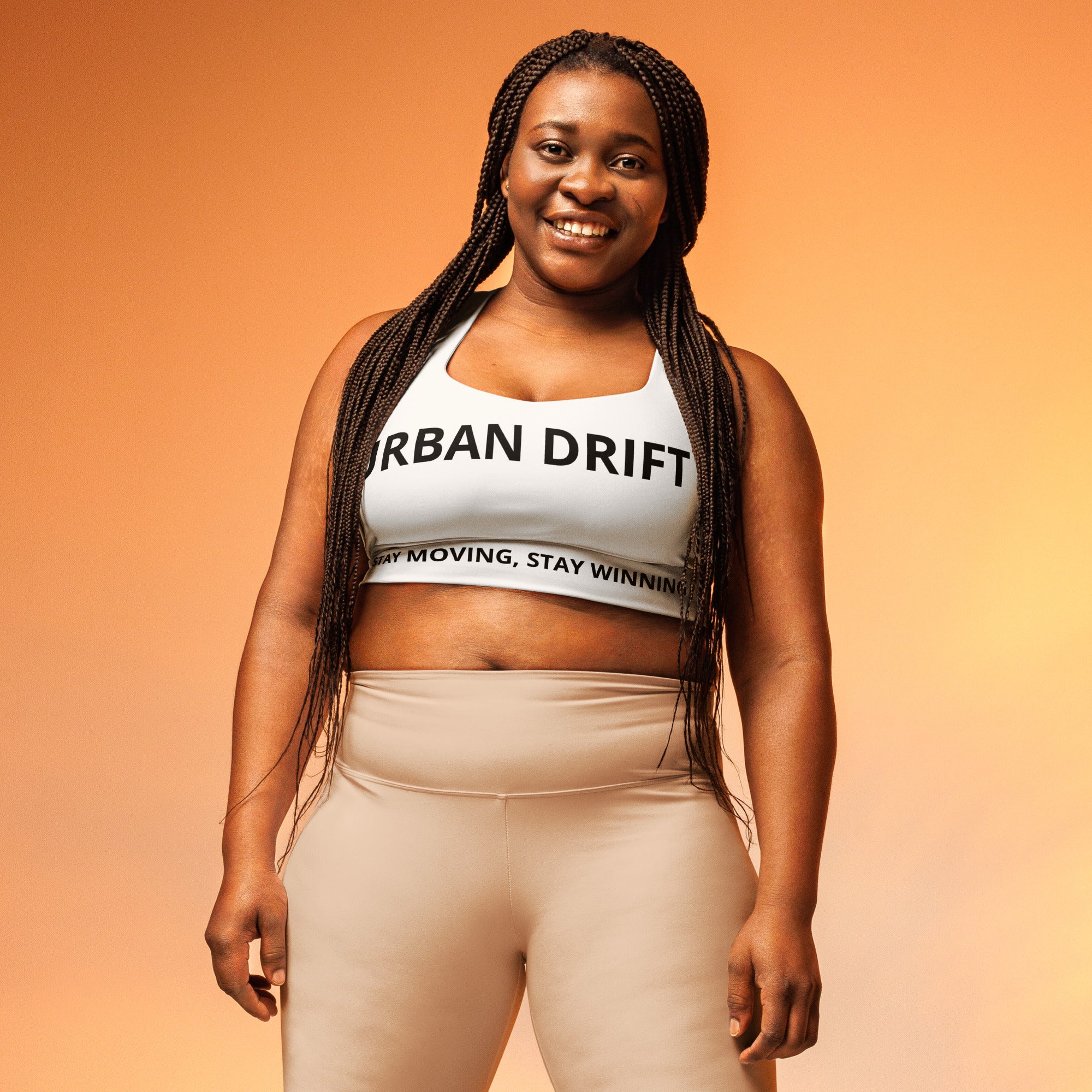 Urban drift women white recycled longline sports bra