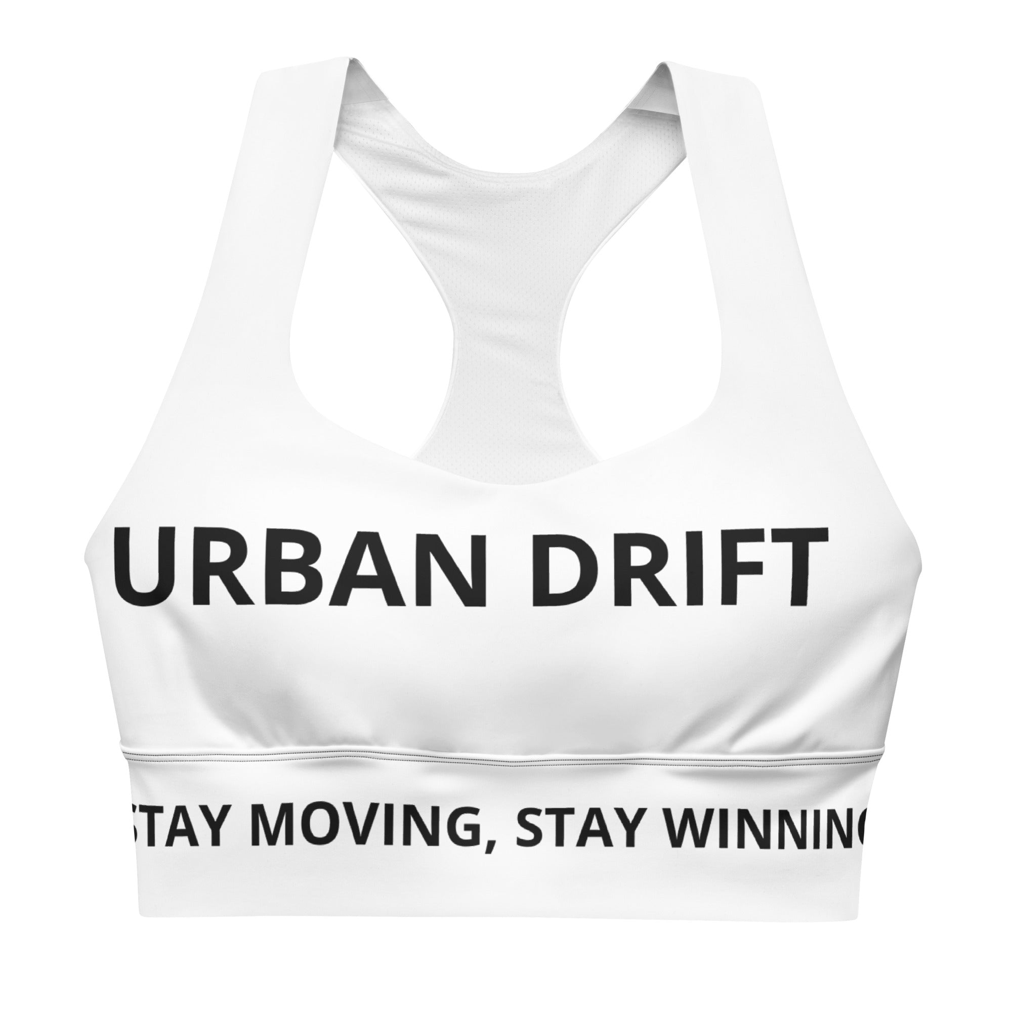Urban drift women white recycled longline sports bra