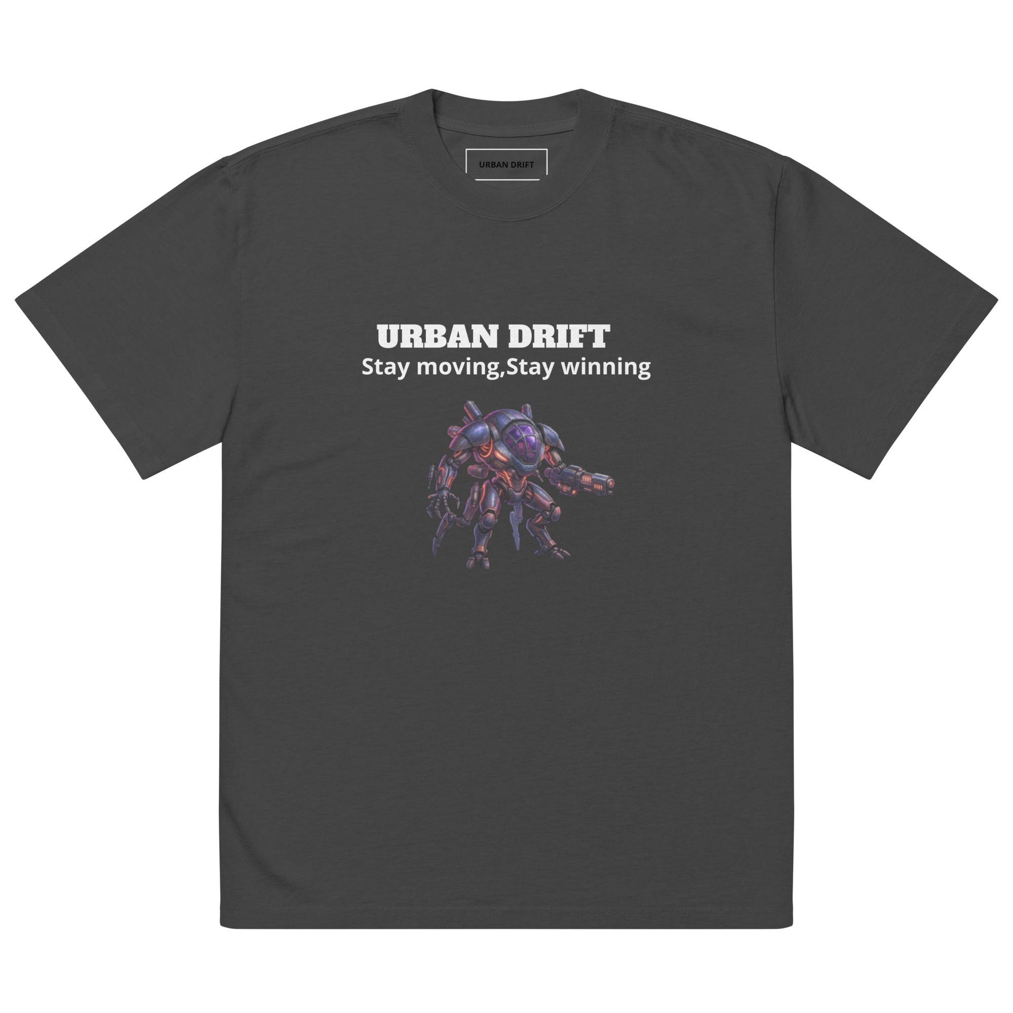 Urban drift unisex black oversized faded t-shirt 