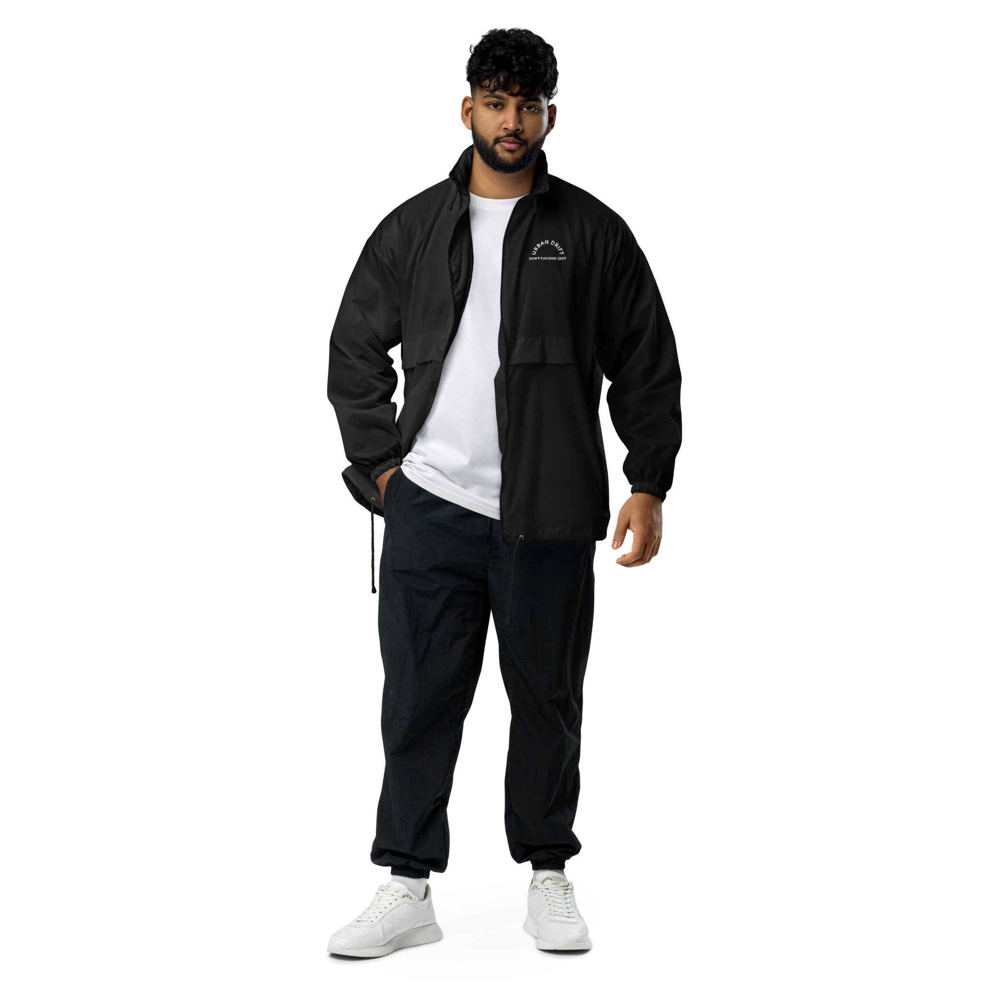Urban drift unisex black windbreaker 
