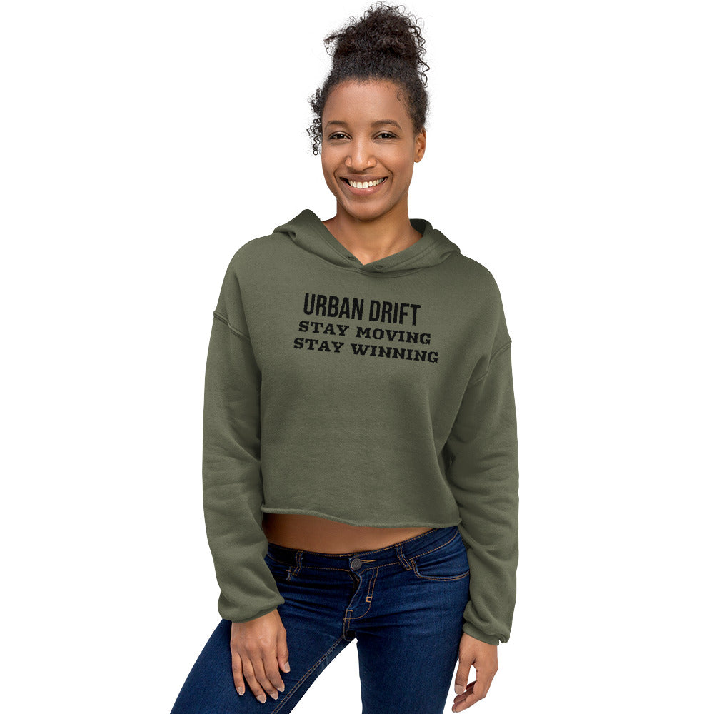 Urban drift women military green crop top hoodie